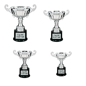 Silver Cup Trophies Set of 4