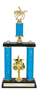 Two Post Round Stacked Cutting Horse Trophy
