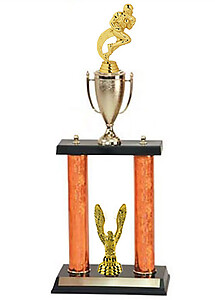DPC SERIES Double Post with Cup Running Back Breaking Loose Football Trophy