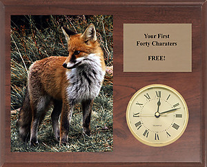 H Series Cherry Finish Fox & Coyote Clock Plaques