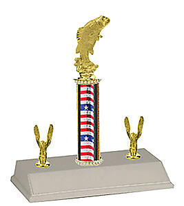 Jumping Bass Fishing Trophy with Double Trim