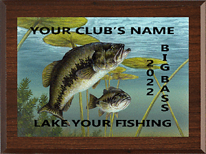 Cherry Finish Bass Fishing Plaques