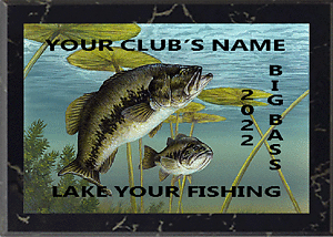 Black Marble Finish Bass Fishing Plaques