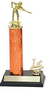 Single Column Billiard Trophy with Trim Figure