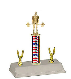 Weightlifter Trophy, 8-18 inches tall, with double-sided trim