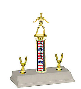 Wrestling Trophy with Double Side Trim, 10 to 18 inches tall.