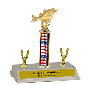 Swimming Bass Fishing Trophy with Double Trim