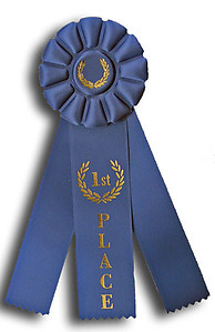 Rose3 Rosette Ribbon with 3 Streamers 1st-3rd, Participant and Honorable Mention