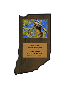 Plaques in shape of the state of Indiana