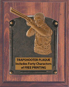 Trap Shooting on an 8 X 10 Cherry Finish Plaque