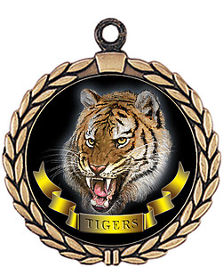 Tigers Mascot Medal HR905-7163 with Neck Ribbon
