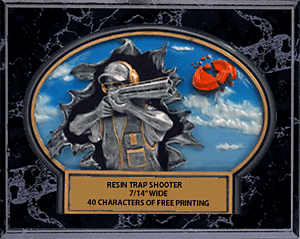 Trap Shooting on an 8 X 10 Black Marble Finish Plaque