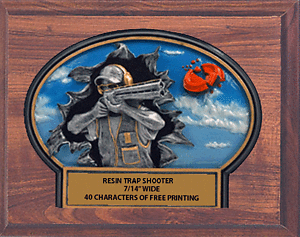 Trap Shooting on an 8 X 10 Cherry Finish Plaque
