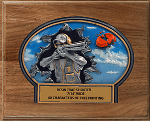 Trap Shooting on an 8 X 10 Solid Walnut Plaque