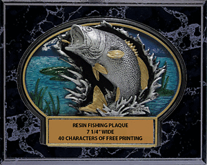 Burst Thru Fishing Plaque in Black Marble Finish