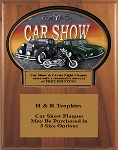 791 Mounted Burst Thru Antique Car Show Plaques in Genuine Walnut.