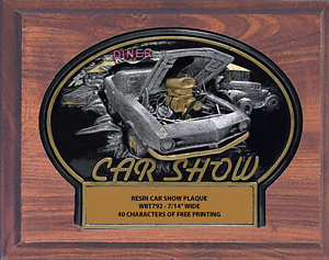 Diner Car Show on an 8 X 10 Cherry Finish Plaque