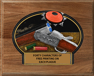 Trap Shooting on an 8 X 10 Solid Walnut Plaque