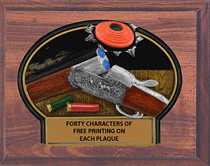 Trap Shooting on an 8 X 10 Cherry Finish Plaque