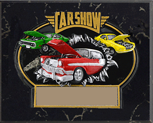 WBTX792-BM810 Burst Thru Car Show Plaque mounted on an 8 X 10 Cherry Finish Plaque