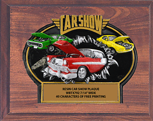 WBTX792-CF810 Burst Thru Car Show Plaque mounted on an 8 X 10 Cherry Finish Plaque