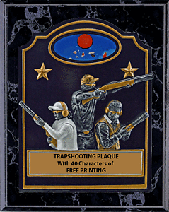 Team Trap Shooting on an 8 X 10 Black Marble Finish Plaque