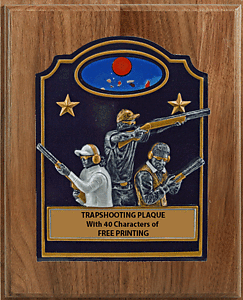 Trap Shooting on an 8 X 10 Solid Walnut Plaque