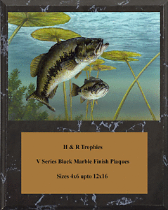Black Marble Finish Bass Fishing Plaques
