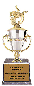 Men's Barrel Racer Cup Trophy with a Black Marble Base