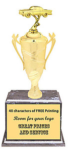 BM2800 Classic Car Cup Trophies with 8 Size Options, Add Cup & Base Height to the Topper Height to Get Overall Height of Trophy
