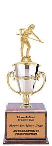 Billiard Cup Trophy on Cherry Finish Base
