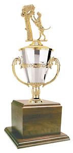 Coon in Tree Cup Trophy on Genuine Walnut Base