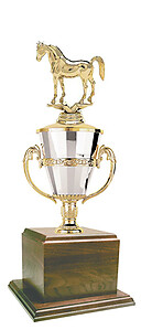 Arabian Horse Cup Trophy with a Genuine Walnut Base