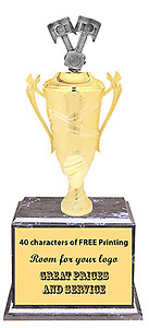 BM2800 Piston Cup Trophies with 8 Size Options, Add Cup & Base Height to the Topper Height to Get Overall Height of Trophy
