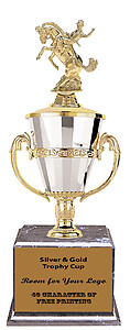 Beautiful Silver and Gold Cup Trophy with Bucking Horse