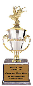 Beautiful Silver and Gold Cup Trophy with Bull Rider