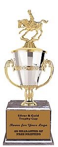 Women's Cutting Horse Cup Trophy with a Black Marble Base
