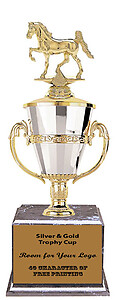 Gaited Horse Cup Trophy with a Black Marble Base