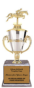 Beautiful Silver and Gold Cup Trophy with Jumping Horse