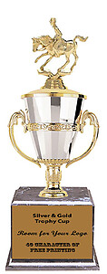 Men's Cutting Horse Cup Trophy with a Black Marble Base