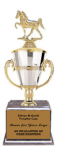 Beautiful Silver and Gold Cup Trophy with Tennessee Walking Horse