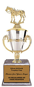 Saddle Horse Cup Trophy with a Black Marble Base