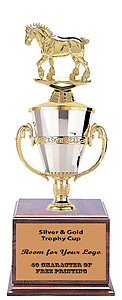 Beautiful Silver and Gold Draft Horse Cup Trophy