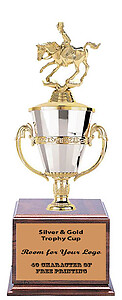Men's Cutting Horse Cup Trophy with a Cherry Finish Base