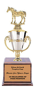 Quarter Horse Cup Trophy with a Cherry Finish Base