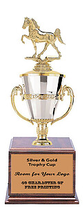 Beautiful Silver and Gold Cup Trophy with Tennessee Walking Horse