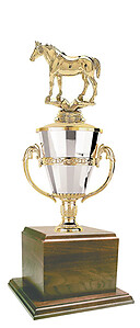 Quarter Horse Cup Trophy with a Genuine Walnut Base