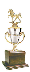 Tennessee Walking Horse Cup Trophy with a Genuine Walnut Base