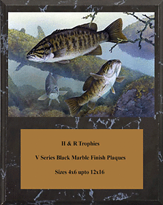 Black Marble Finish Bass Fishing Plaques