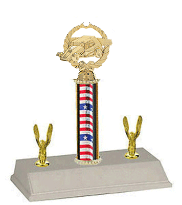 stock car show award patriotic column wide marble base eagle trims 